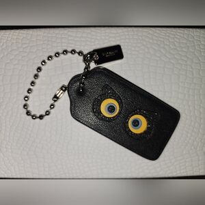 Coach Owl Black Silver Hardware Holiday 2017 Collection Hang Tag Leather Sparkle